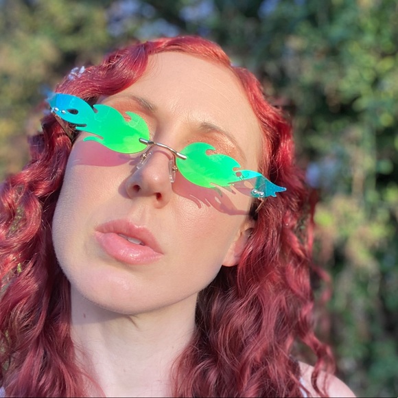 Accessories - Flame fire sunglasses it's lit glasses leaf rave